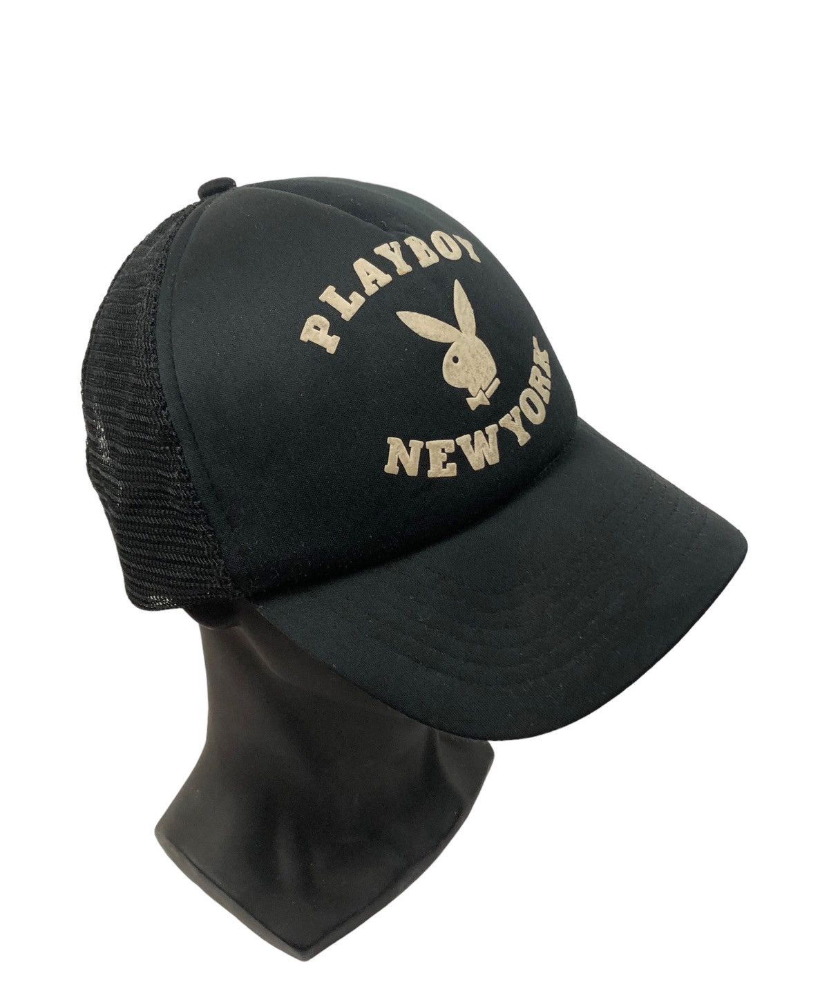 image of Playboy New York Bunny Trucker Hats Cap in Black, Men's