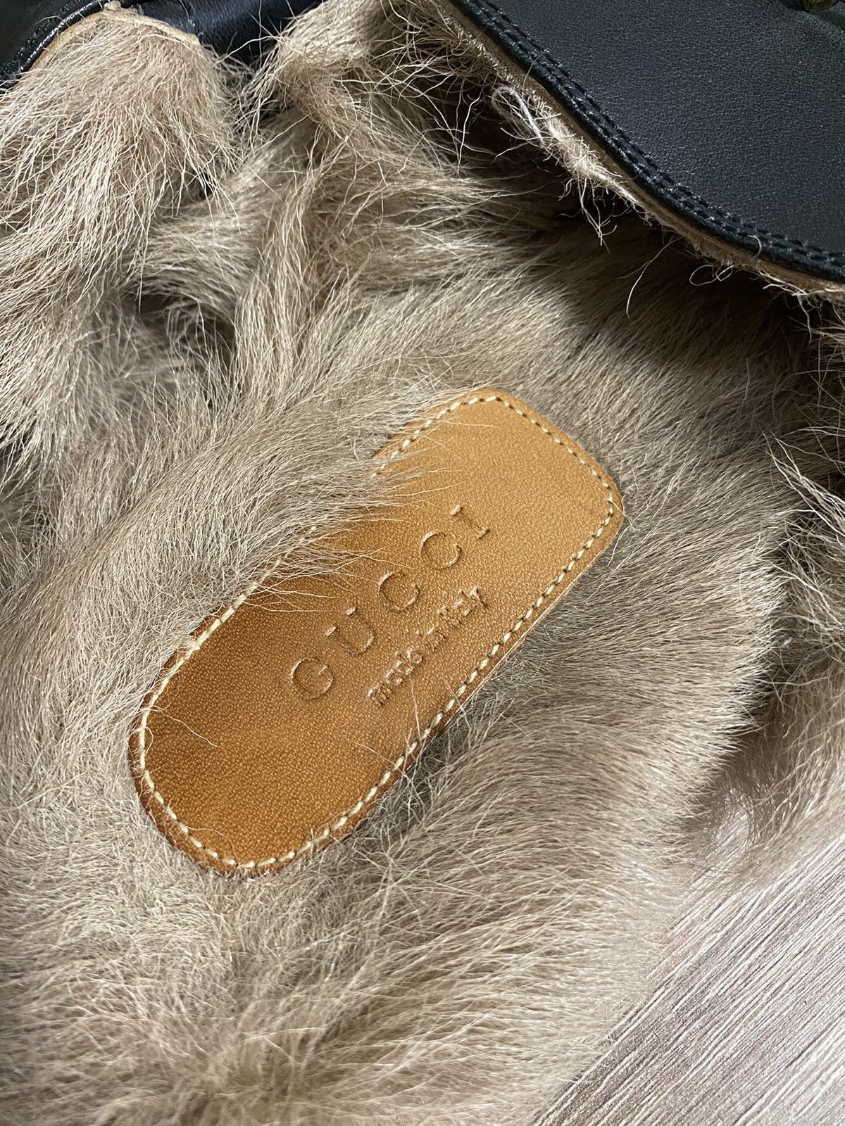 Gucci GUCCI Fur Lined Princetown Black Leather Blogger Mules Size US 8 / IT 38 - 5 Thumbnail