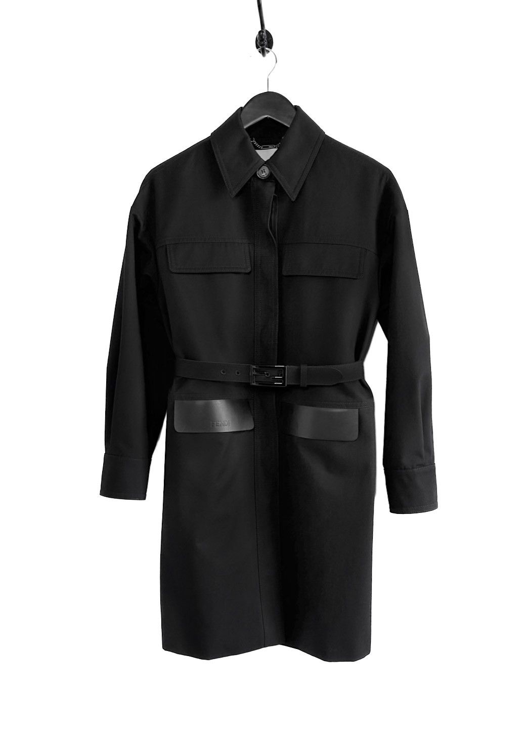 Fendi Black FF Belt Single-Breasted Coat