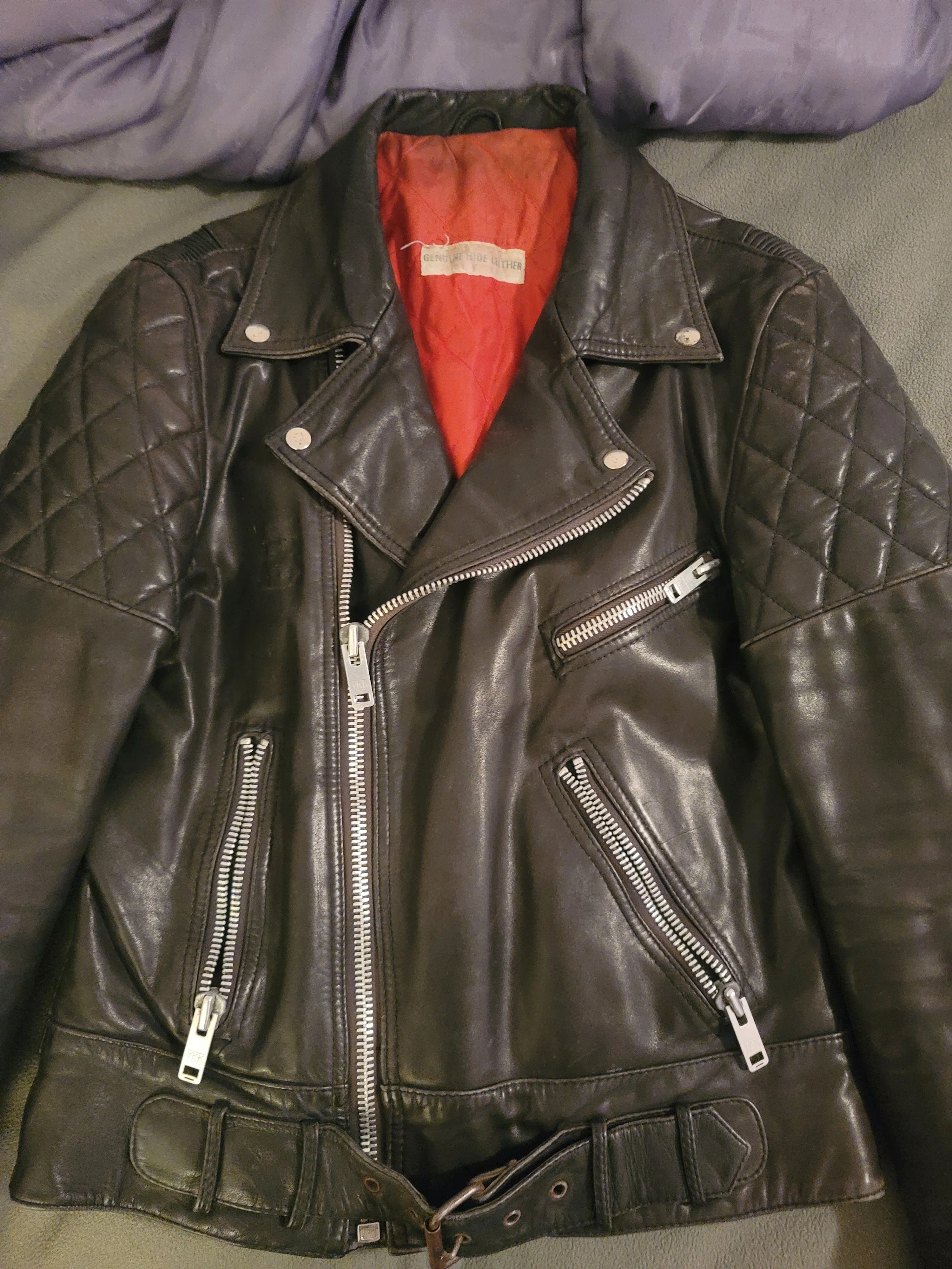 Vintage vintage black leather motorcycle jacket heavy weight Size US M / EU 48-50 / 2 - 1 Thumbnail