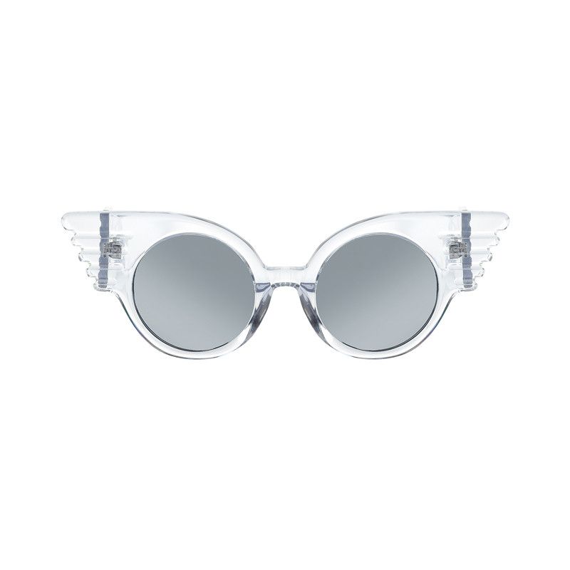 image of Archival Clothing x Jeremy Scott Trans Wing Corner Detail Thick Rim Sunglasses in Transparent White