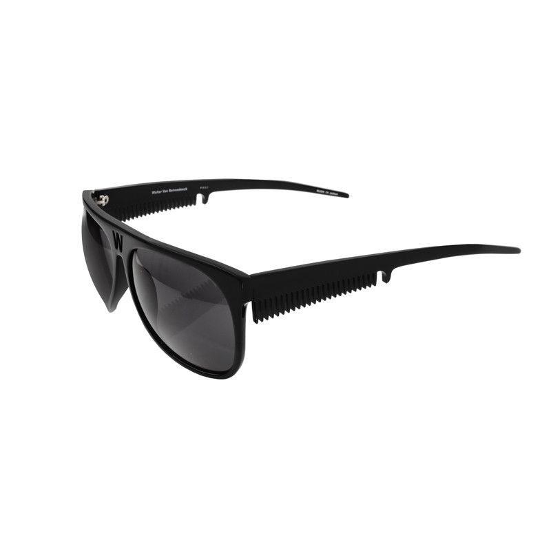 image of Archival Clothing x Linda Farrow Walter Van Beirendonck Black Acetate Comb Detail Sunglasses, Men's