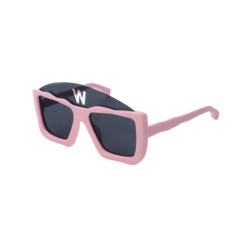 image of Archival Clothing x Linda Farrow Walter Van Beirendonck Pink Acetate Square Sunglasses, Men's