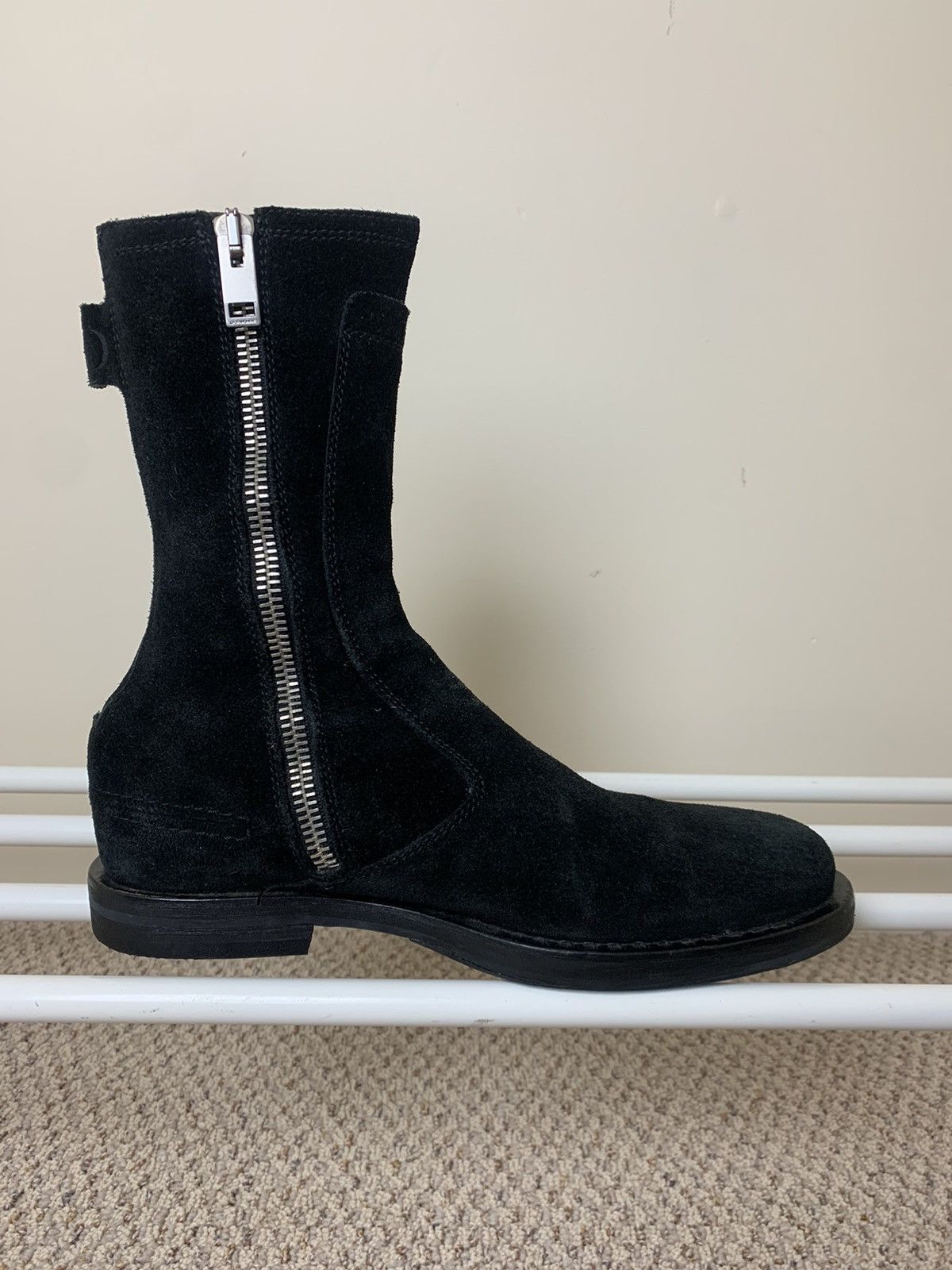 Dior × Hedi Slimane Dior Homme AW04 "VOTC" Black Suede Side Zip Moto Boots Size US 8 / EU 41 - 6 Thumbnail
