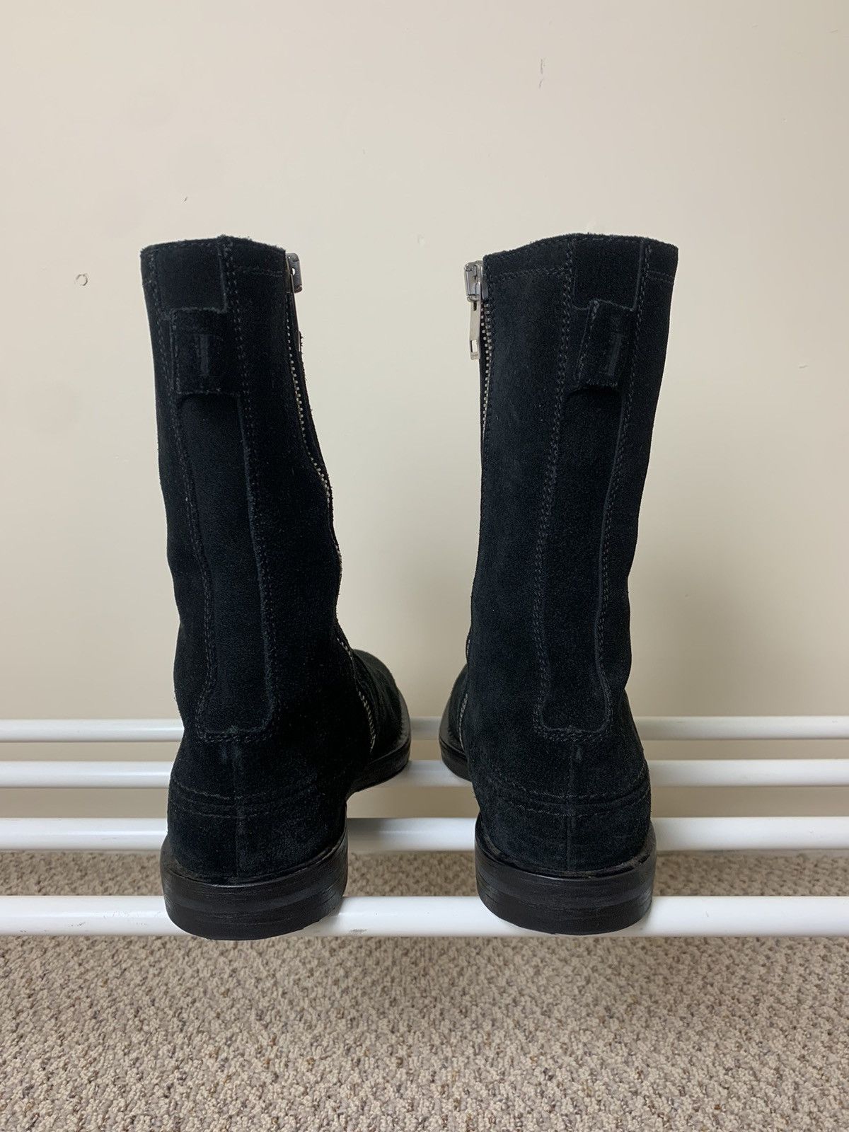 Dior × Hedi Slimane Dior Homme AW04 "VOTC" Black Suede Side Zip Moto Boots Size US 8 / EU 41 - 8 Thumbnail