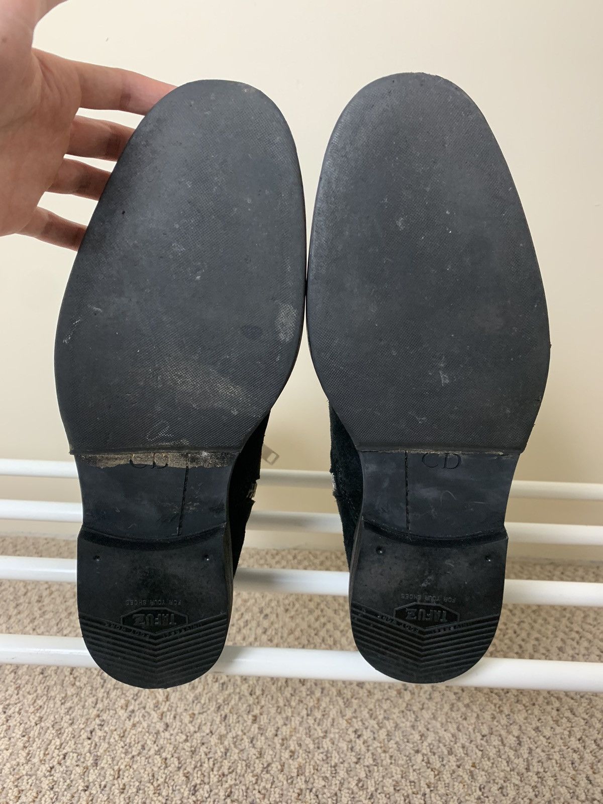 Dior × Hedi Slimane Dior Homme AW04 "VOTC" Black Suede Side Zip Moto Boots Size US 8 / EU 41 - 9 Thumbnail