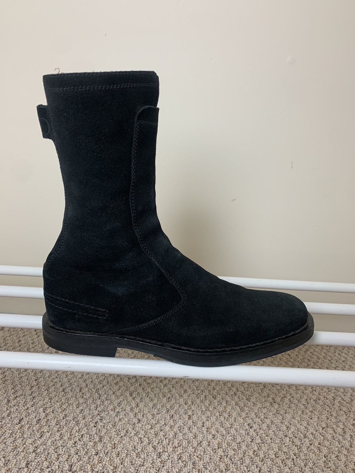 Dior × Hedi Slimane Dior Homme AW04 "VOTC" Black Suede Side Zip Moto Boots Size US 8 / EU 41 - 4 Thumbnail