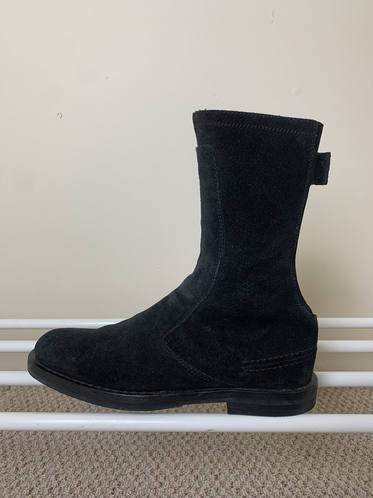 Dior × Hedi Slimane Dior Homme AW04 "VOTC" Black Suede Side Zip Moto Boots Size US 8 / EU 41 - 7 Thumbnail