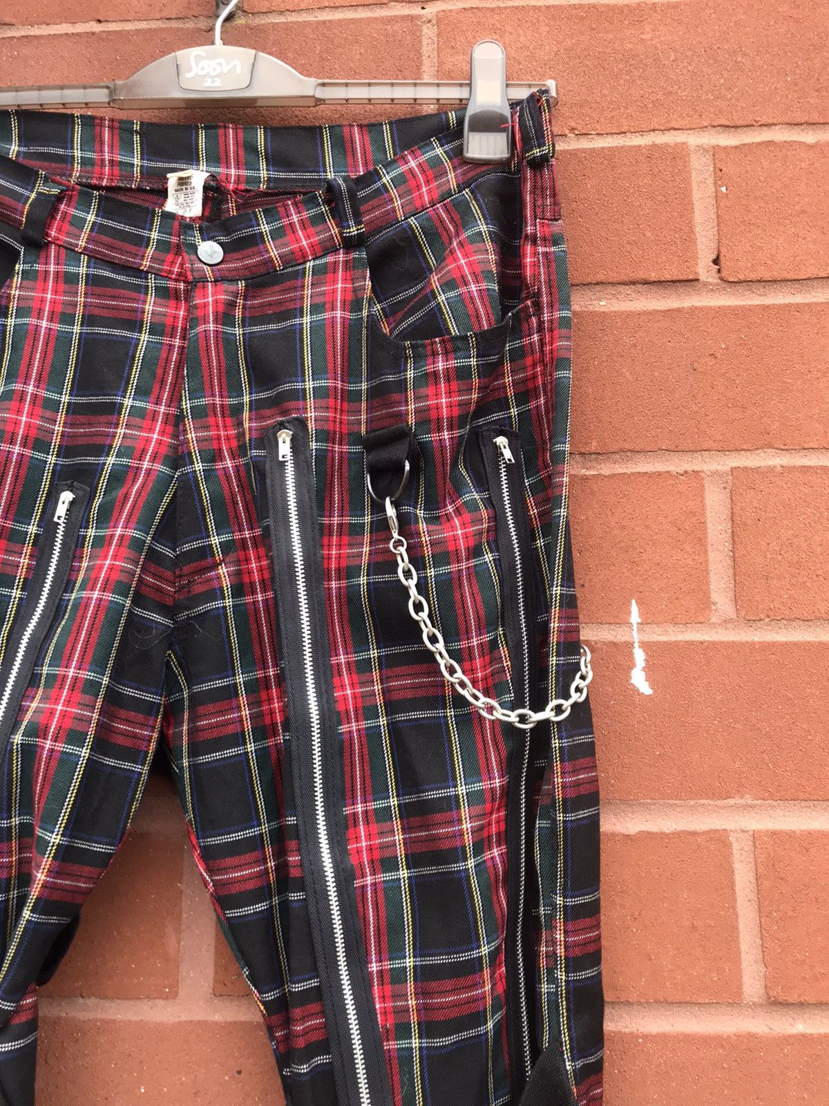 Vintage Vintage UK made tartan bondage punk multizipper pants Size US 36 / EU 52 - 3 Thumbnail