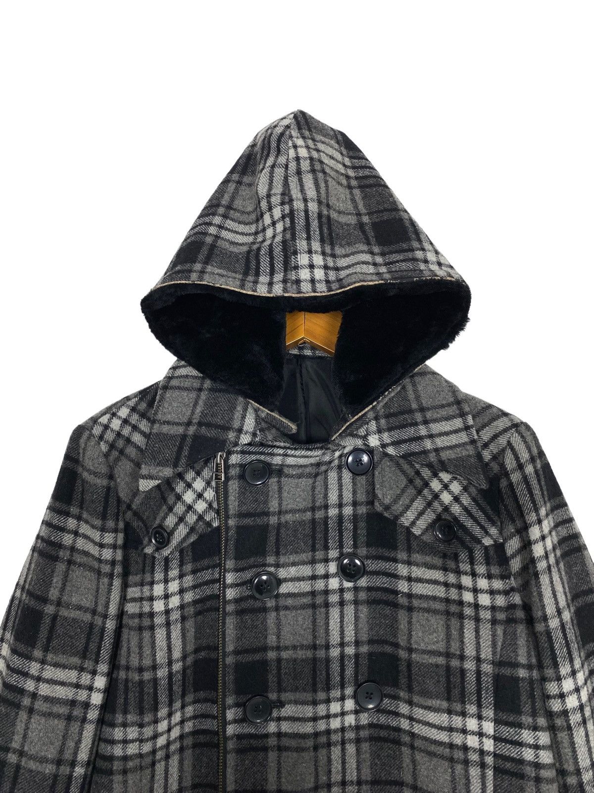 Japanese Brand Rare‼️ Semantic Design Wool Hoodie Plaid Jacket Punk Design Size US S / EU 44-46 / 1 - 3 Thumbnail