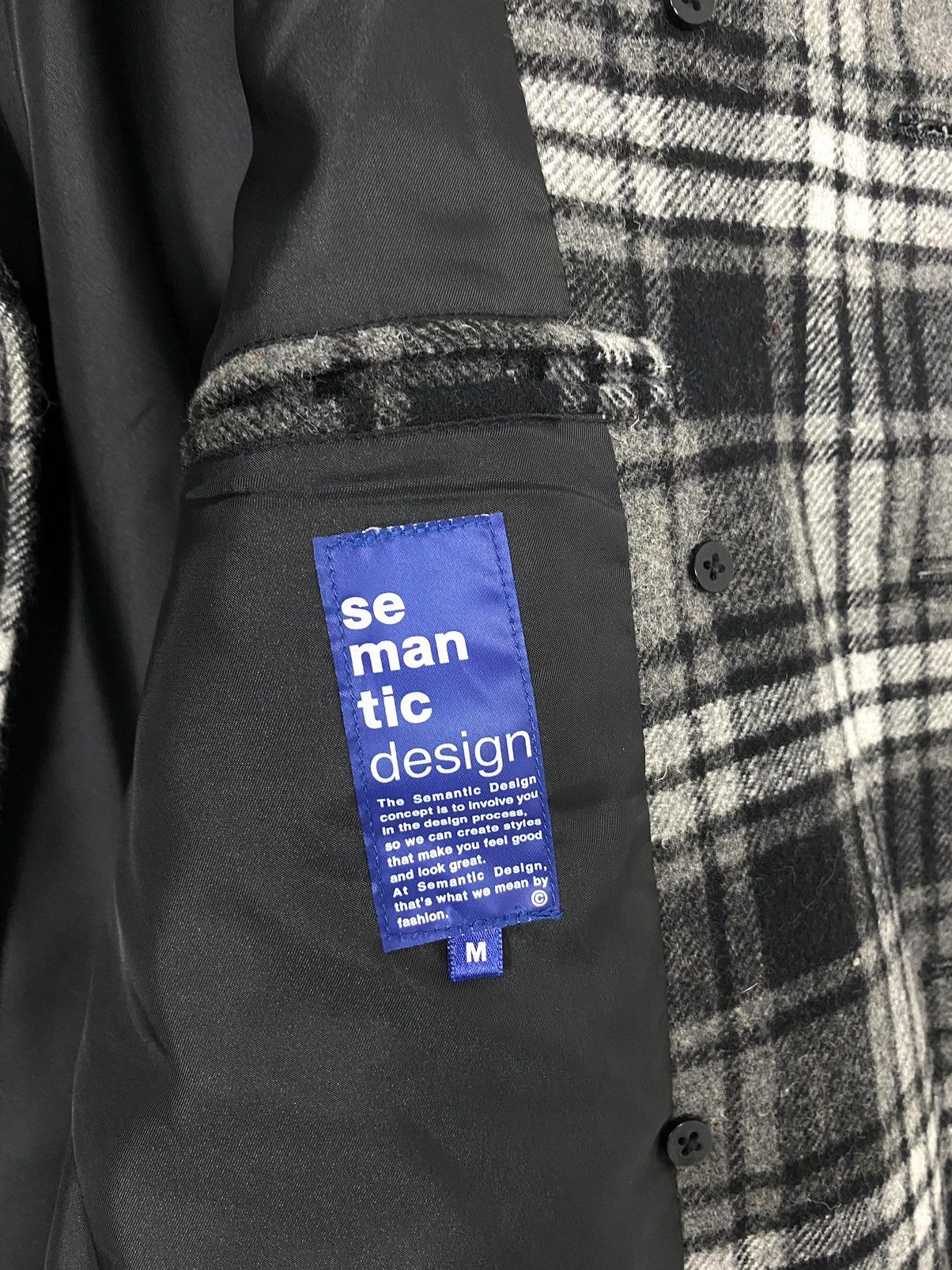Japanese Brand Rare‼️ Semantic Design Wool Hoodie Plaid Jacket Punk Design Size US S / EU 44-46 / 1 - 6 Thumbnail