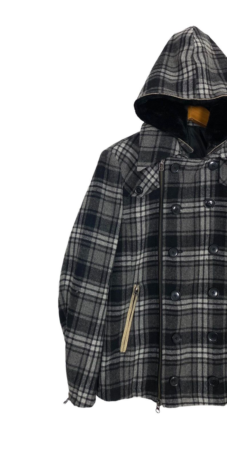 Japanese Brand Rare‼️ Semantic Design Wool Hoodie Plaid Jacket Punk Design Size US S / EU 44-46 / 1 - 4 Thumbnail
