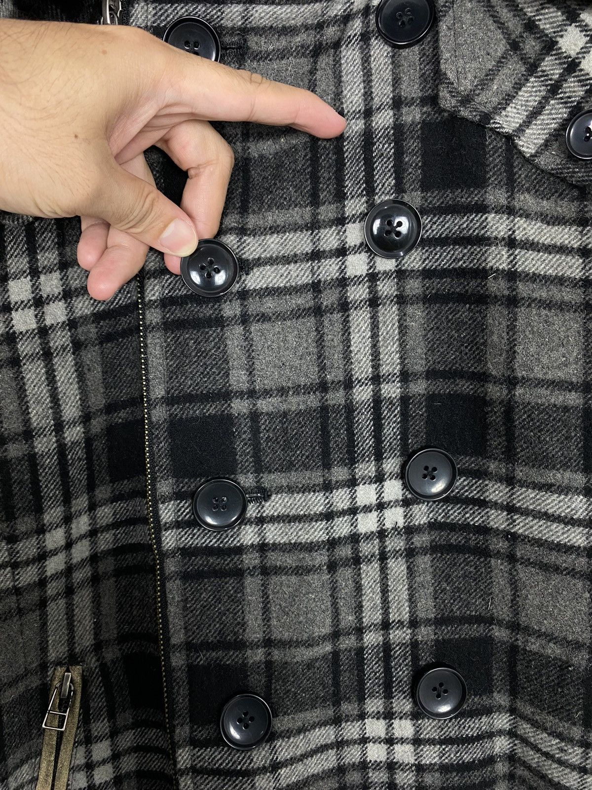 Japanese Brand Rare‼️ Semantic Design Wool Hoodie Plaid Jacket Punk Design Size US S / EU 44-46 / 1 - 10 Thumbnail
