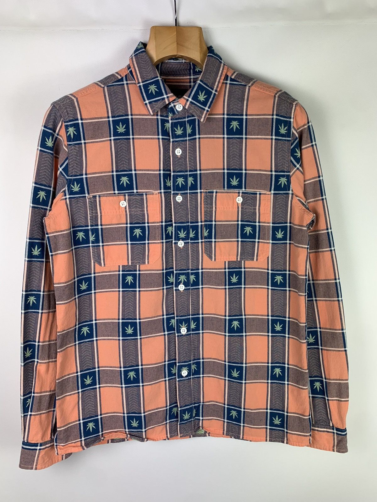 Huf HUF men’s long sleeve checked Hemp cannabis logo shirt Size US S / EU 44-46 / 1 - 1 Thumbnail