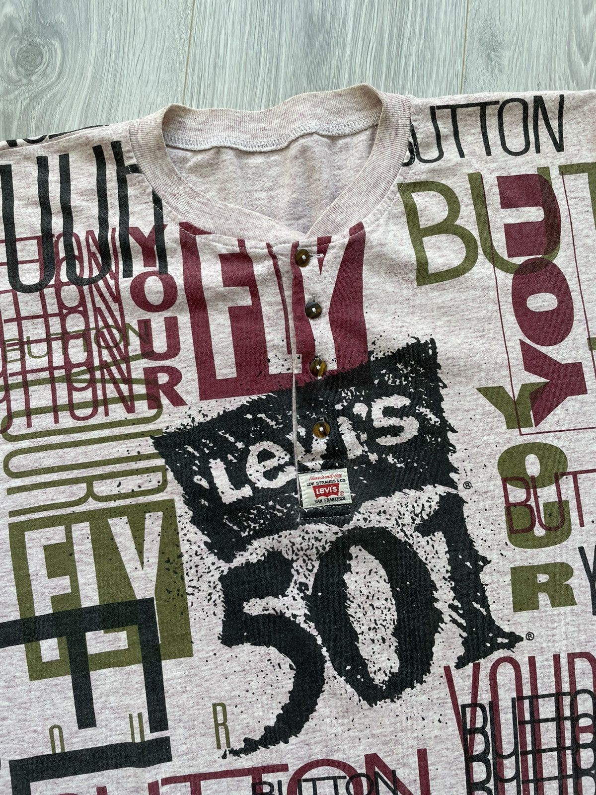 Levi's × Levi's Vintage Clothing Vintage 90’s Levis 501 Buton Your Fly Tee t-shirt Size US L / EU 52-54 / 3 - 2 Thumbnail