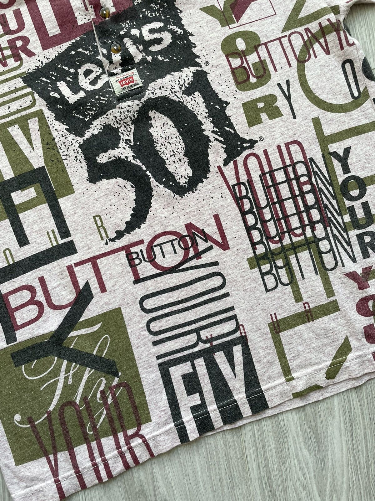 Levi's × Levi's Vintage Clothing Vintage 90’s Levis 501 Buton Your Fly Tee t-shirt Size US L / EU 52-54 / 3 - 3 Thumbnail