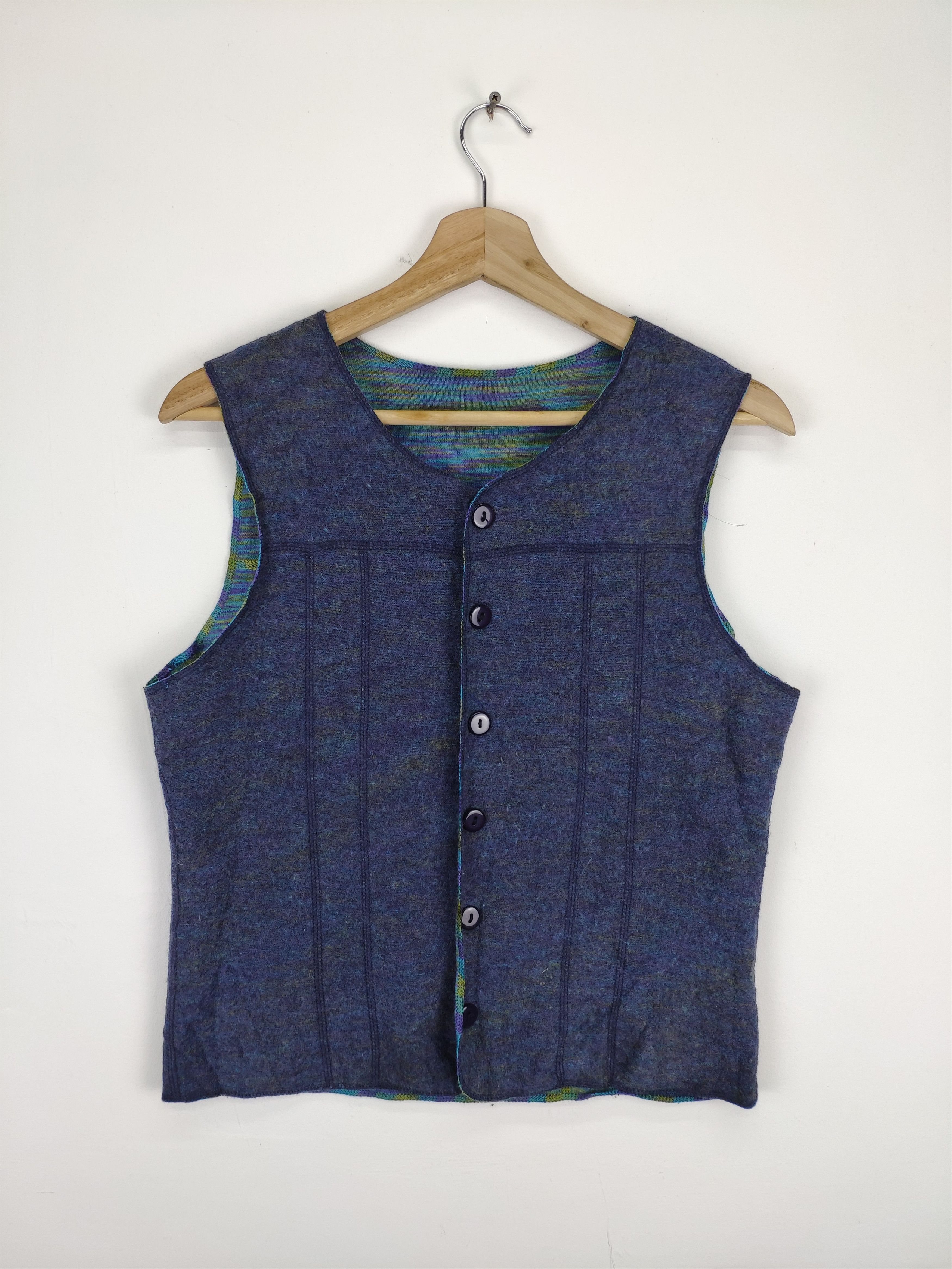 Aran Isles Knitwear × Japanese Brand × Vintage Vintage Wool Knit Cardigan Vest Reversible Size S / US 4 / IT 40 - 7 Thumbnail