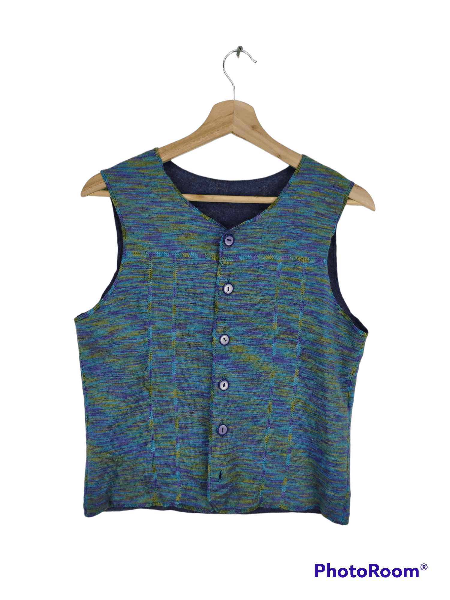 Aran Isles Knitwear × Japanese Brand × Vintage Vintage Wool Knit Cardigan Vest Reversible Size S / US 4 / IT 40 - 1 Thumbnail