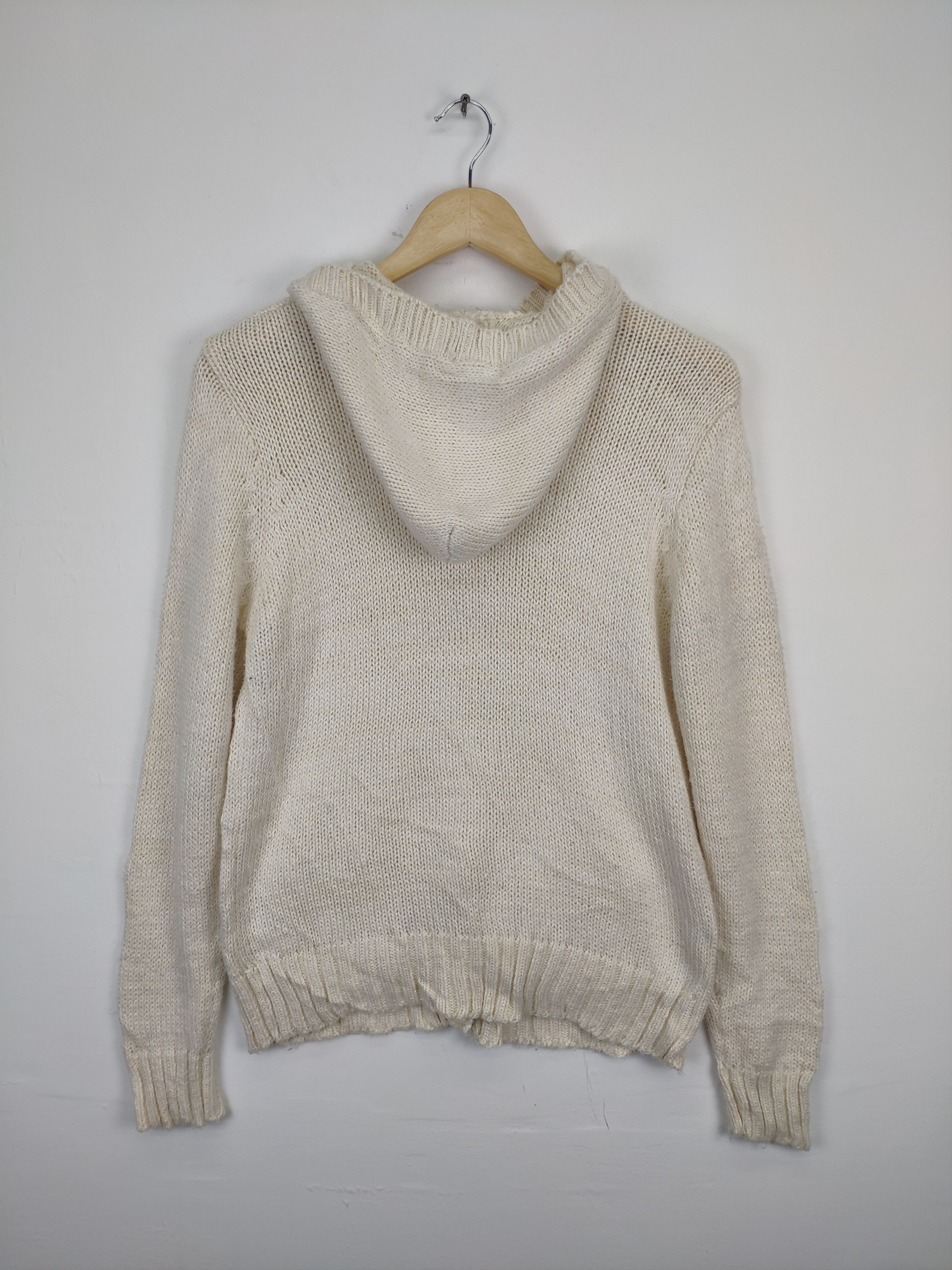 Aran Isles Knitwear × Japanese Brand Vintage Knit Cardigan Hoodie Fishnet by MELMO Size M / US 6-8 / IT 42-44 - 2 Thumbnail