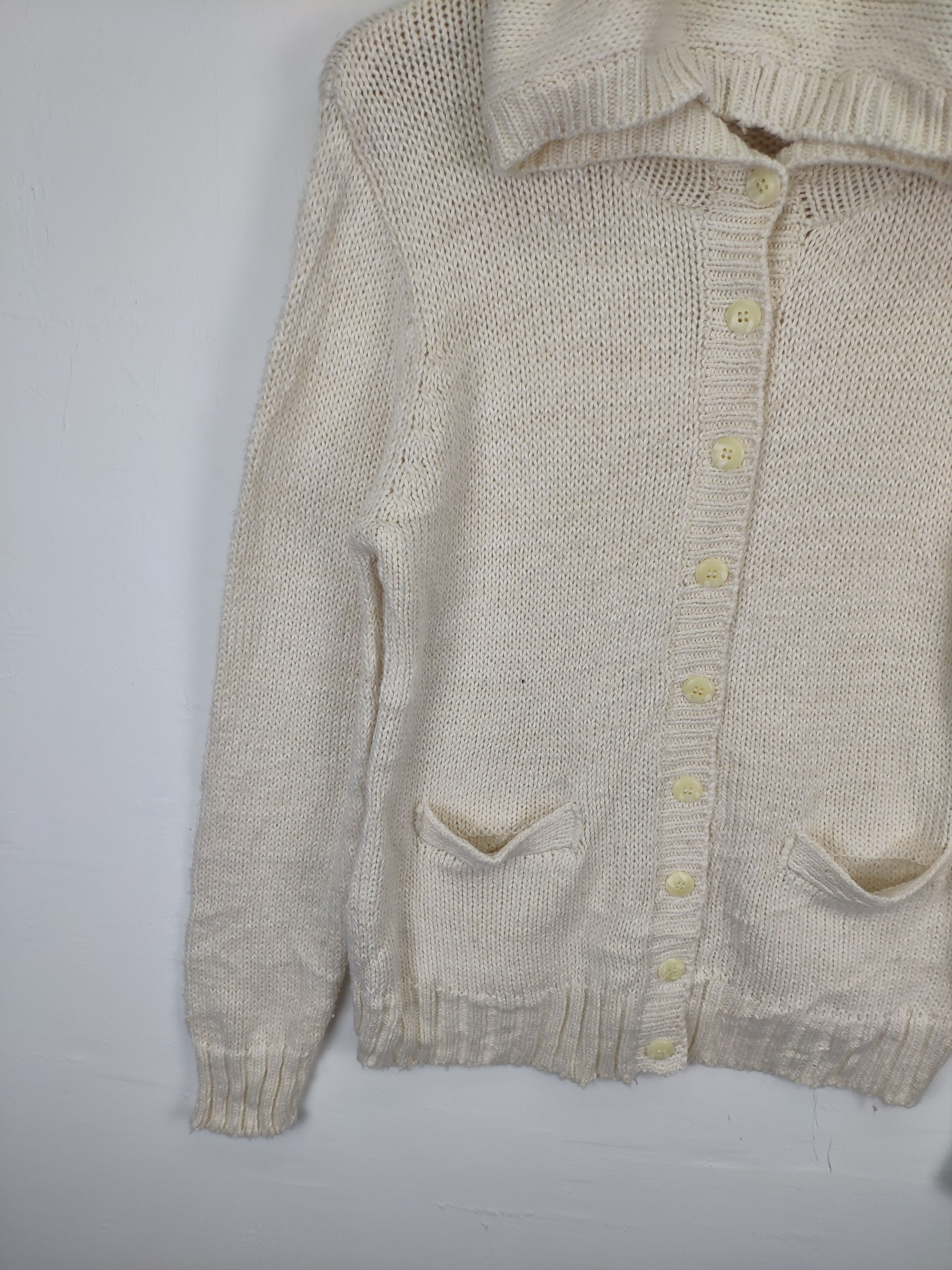 Aran Isles Knitwear × Japanese Brand Vintage Knit Cardigan Hoodie Fishnet by MELMO Size M / US 6-8 / IT 42-44 - 8 Thumbnail