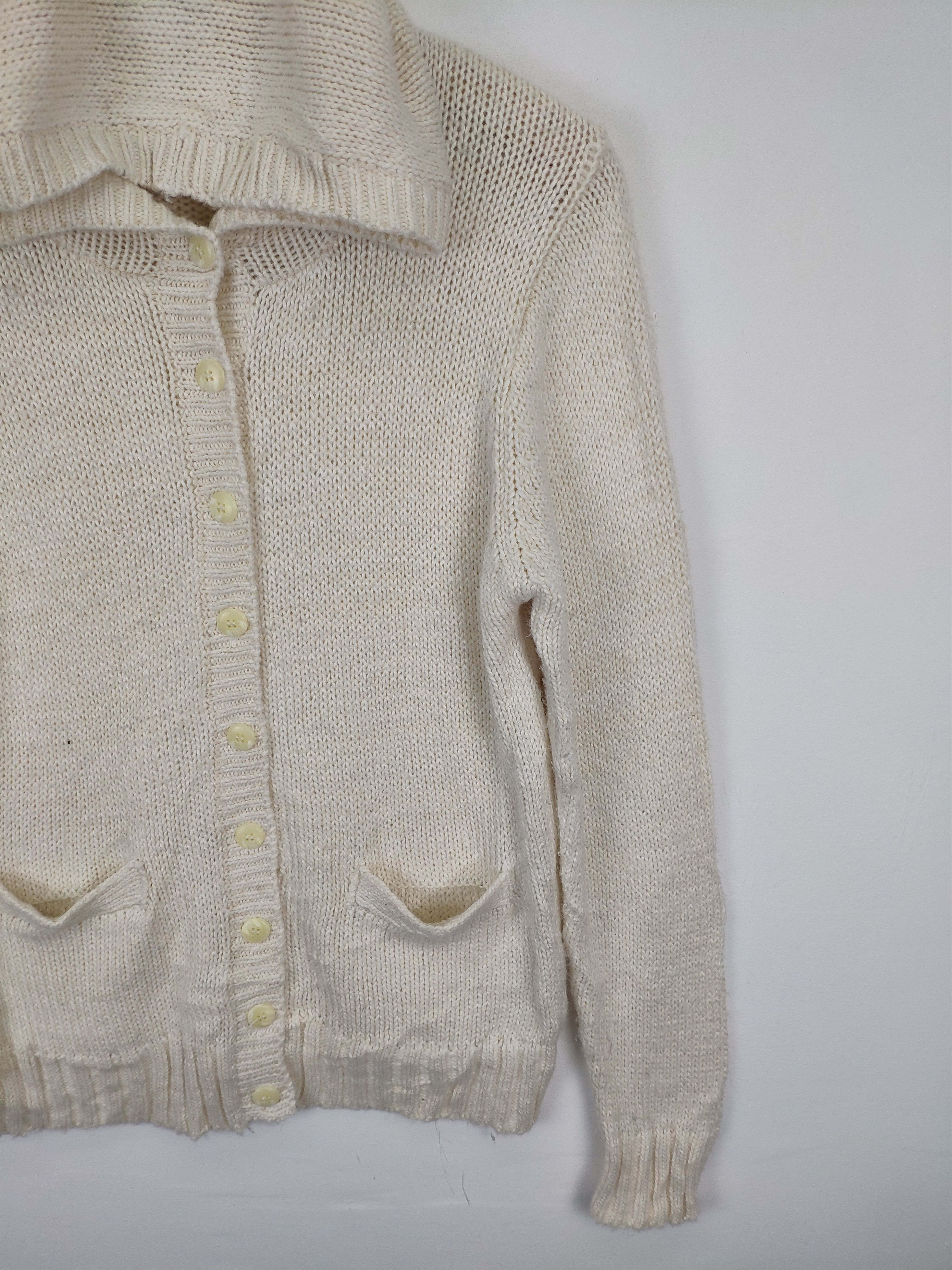 Aran Isles Knitwear × Japanese Brand Vintage Knit Cardigan Hoodie Fishnet by MELMO Size M / US 6-8 / IT 42-44 - 7 Thumbnail