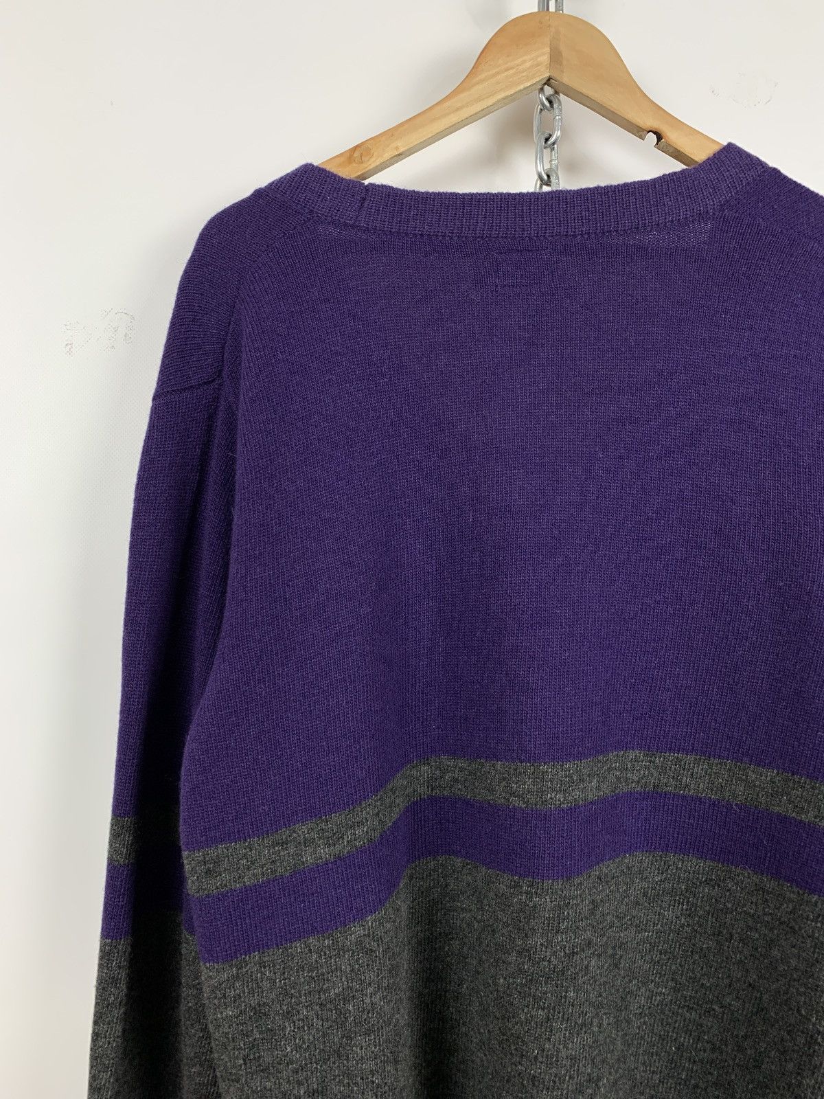 Evisu Evisu Wool Purple/Grey Cardigan Sweater Size US XL / EU 56 / 4 - 13 Thumbnail
