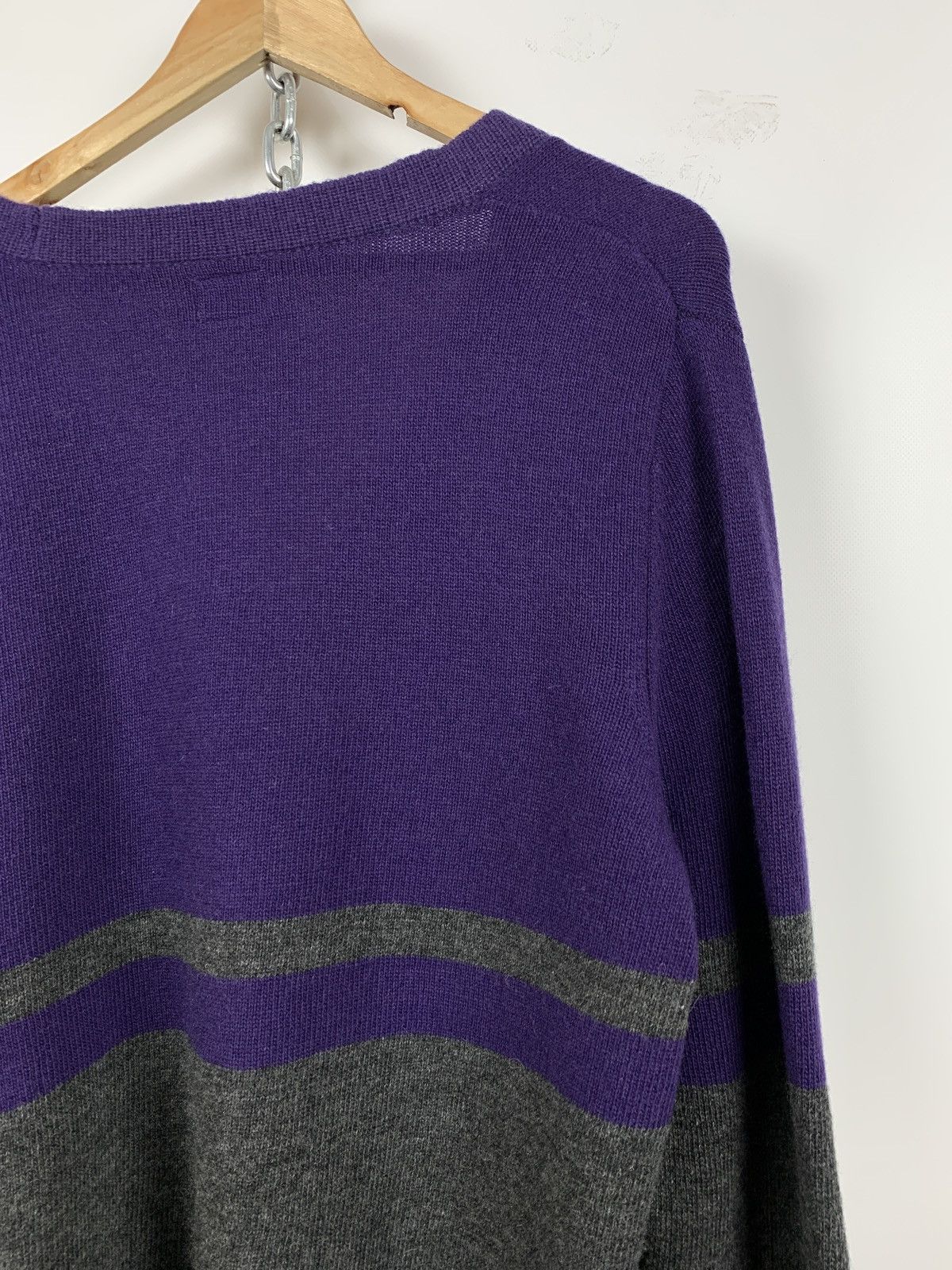 Evisu Evisu Wool Purple/Grey Cardigan Sweater Size US XL / EU 56 / 4 - 12 Thumbnail