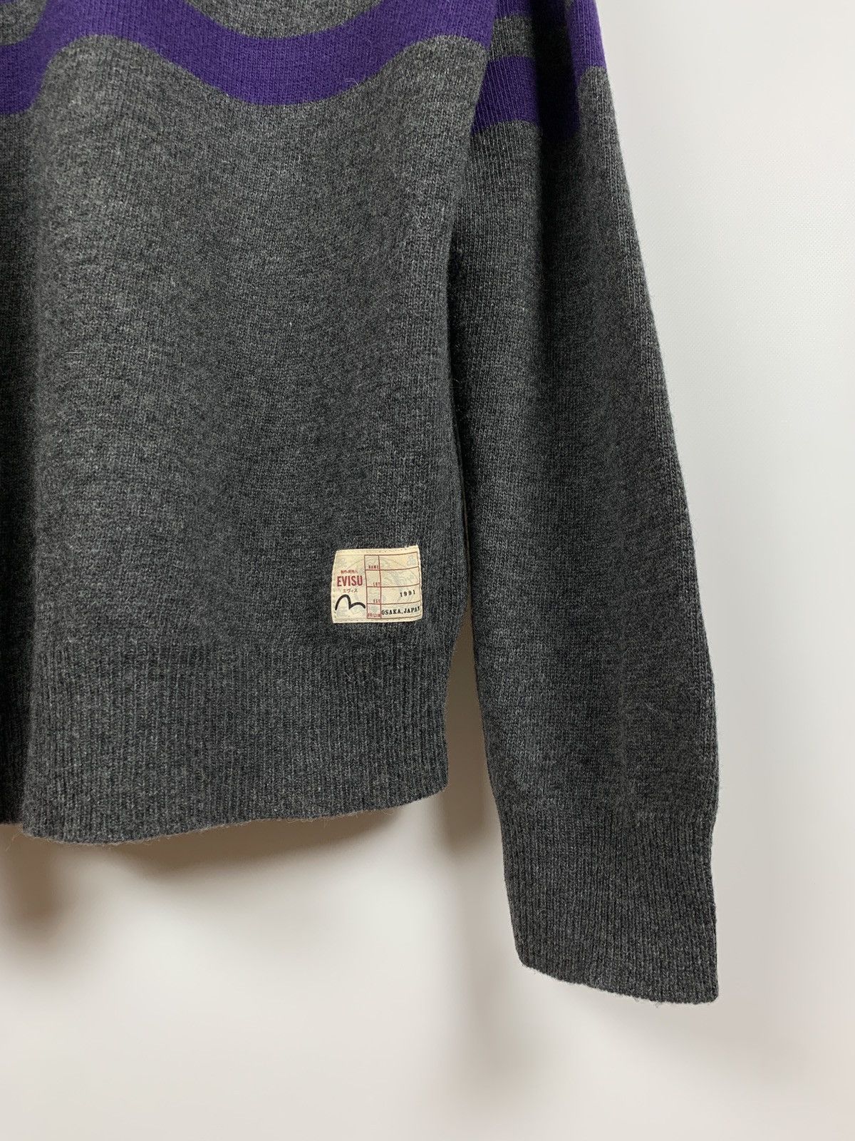 Evisu Evisu Wool Purple/Grey Cardigan Sweater Size US XL / EU 56 / 4 - 15 Thumbnail