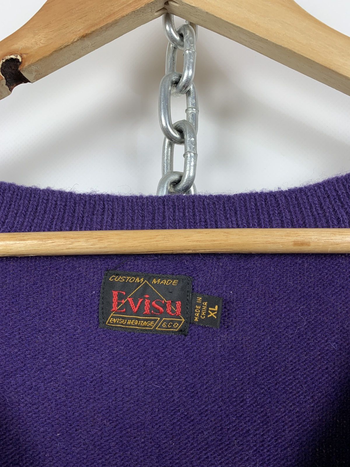 Evisu Evisu Wool Purple/Grey Cardigan Sweater Size US XL / EU 56 / 4 - 19 Thumbnail