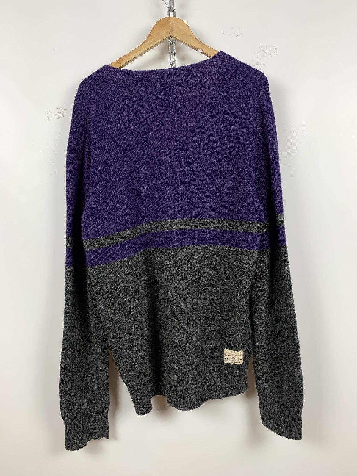 Evisu Evisu Wool Purple/Grey Cardigan Sweater Size US XL / EU 56 / 4 - 2 Thumbnail