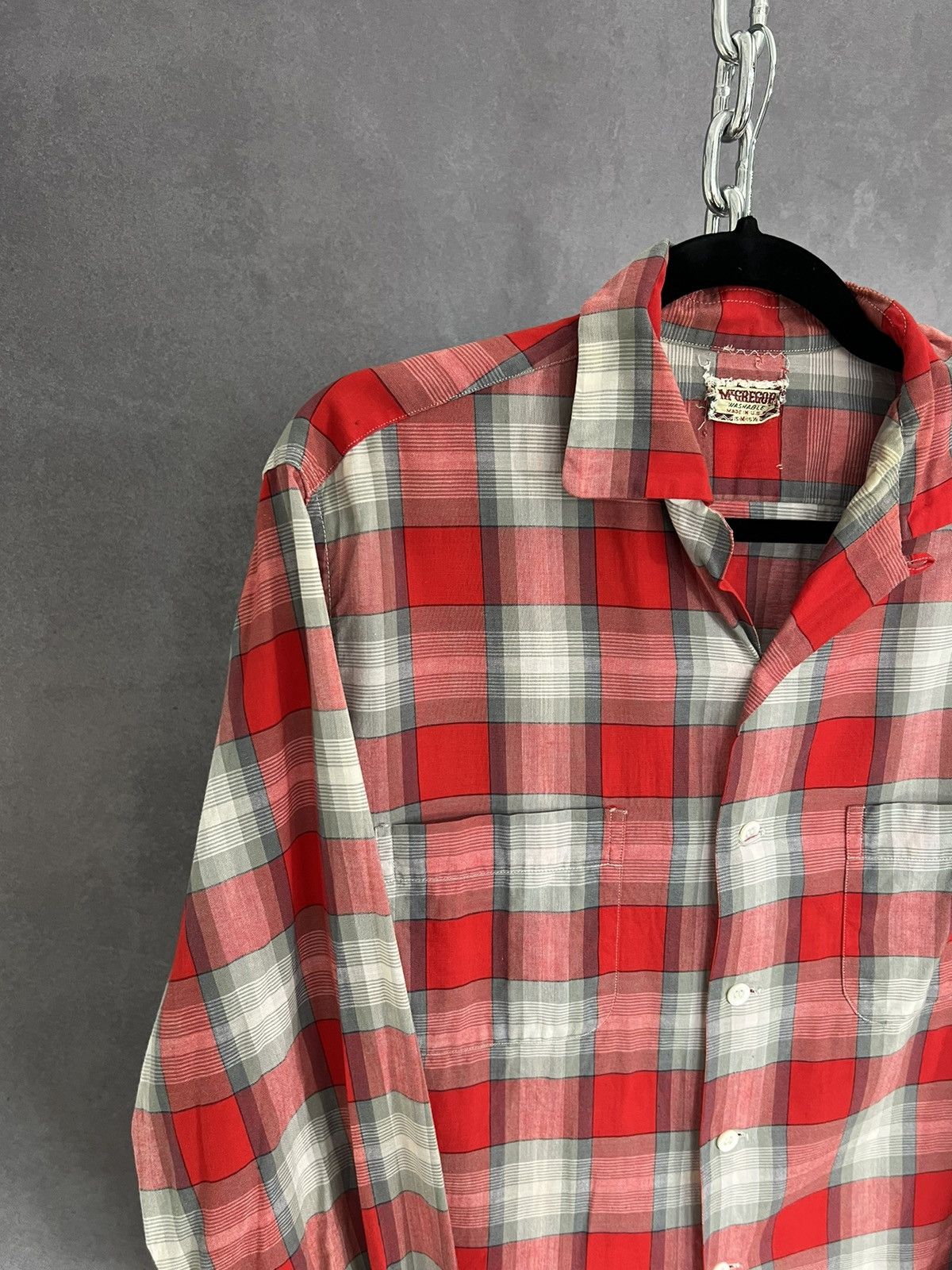 McGregor 40s 50s mcgregor shadow plaid cotton loop collar shirt Size US L / EU 52-54 / 3 - 4 Thumbnail