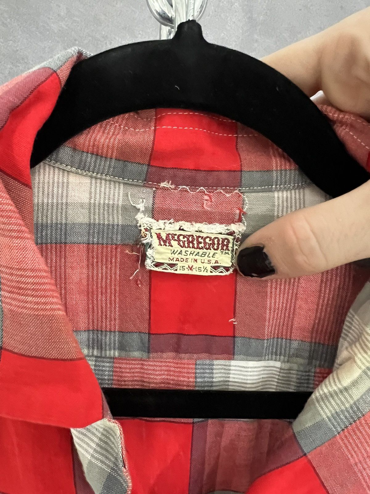 McGregor 40s 50s mcgregor shadow plaid cotton loop collar shirt Size US L / EU 52-54 / 3 - 3 Thumbnail