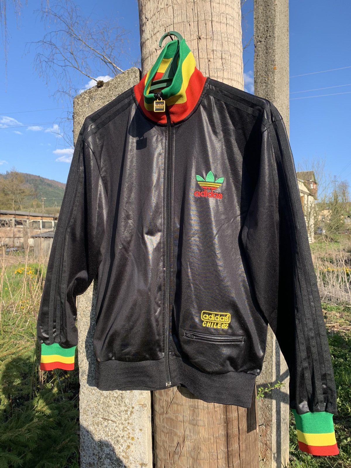 Adidas Bob Marley Vintage Very Rare Adidas Chile 62 Rasta Jamaica Track Jacket Grailed