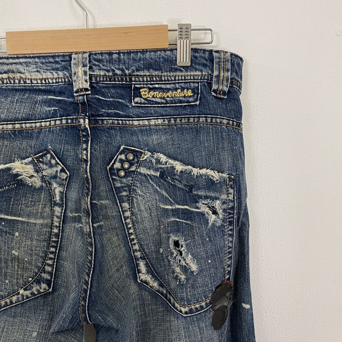 Japanese Brand Vintage Bonaventure Diamond Button Distressed Denim Jeans Size US 32 / EU 48 - 11 Thumbnail