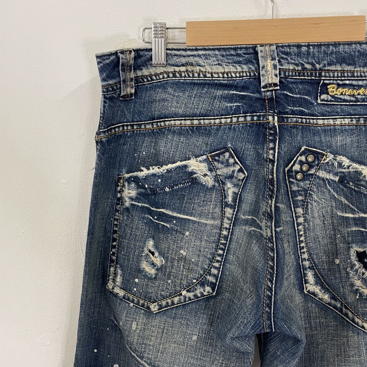 Japanese Brand Vintage Bonaventure Diamond Button Distressed Denim Jeans Size US 32 / EU 48 - 12 Thumbnail