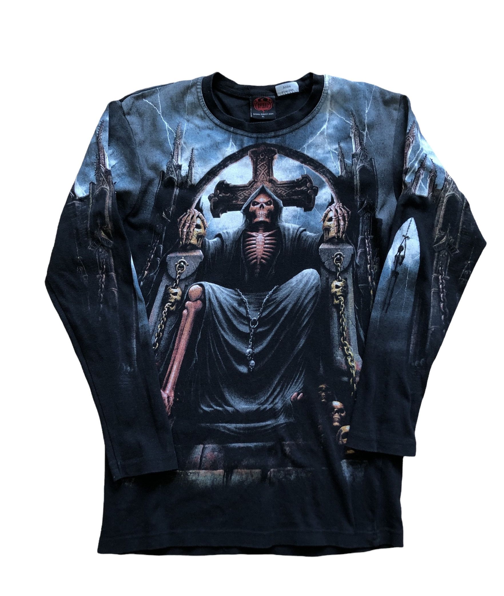 Vintage Vintage Over Print Shirt Long Sleeve Skull Dead Jersey Tee Size US M / EU 48-50 / 2 - 1 Thumbnail