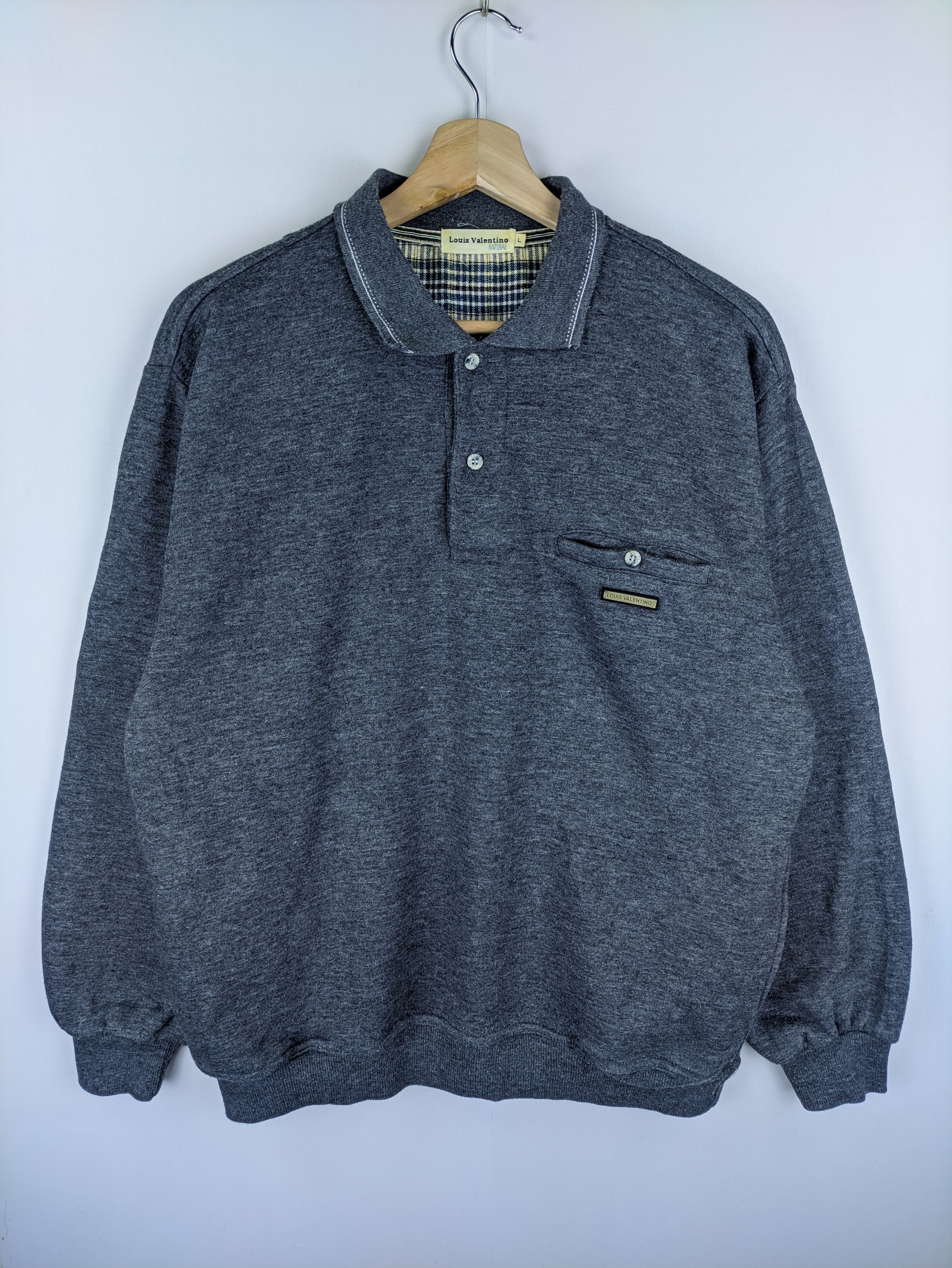 Vintage Steals🔥Polo Sweatshirt by Louis Valentino Size US L / EU 52-54 / 3 - 1 Thumbnail