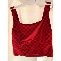 Checkered Velvet Brami - Colsie Red XL Cropped Tank Bra