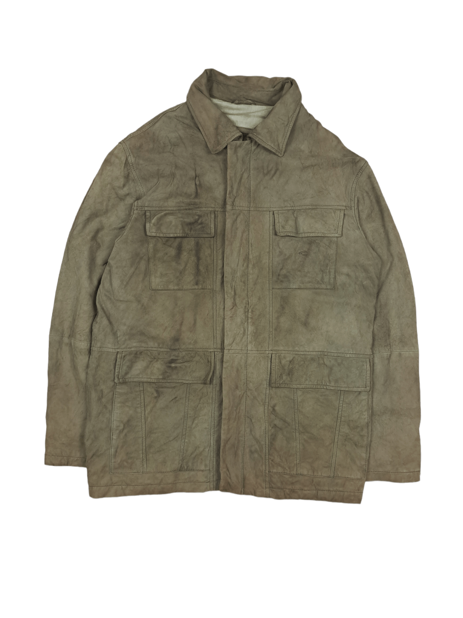 Camel × Vintage 💎 90's Vintage Camel Green Khaki Suede Parka Jacket Retro Size US XL / EU 56 / 4 - 1 Thumbnail