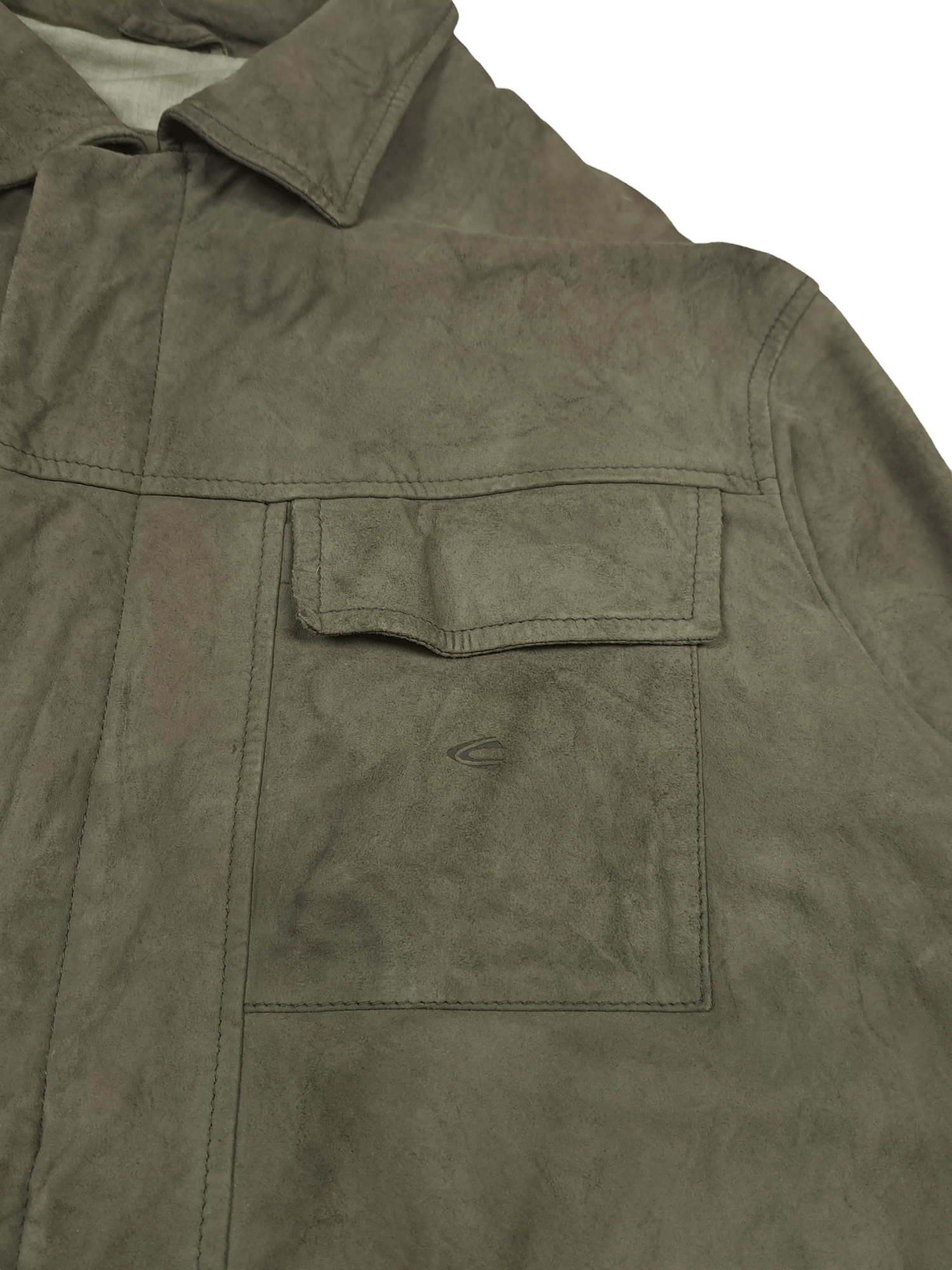 Camel × Vintage 💎 90's Vintage Camel Green Khaki Suede Parka Jacket Retro Size US XL / EU 56 / 4 - 3 Thumbnail