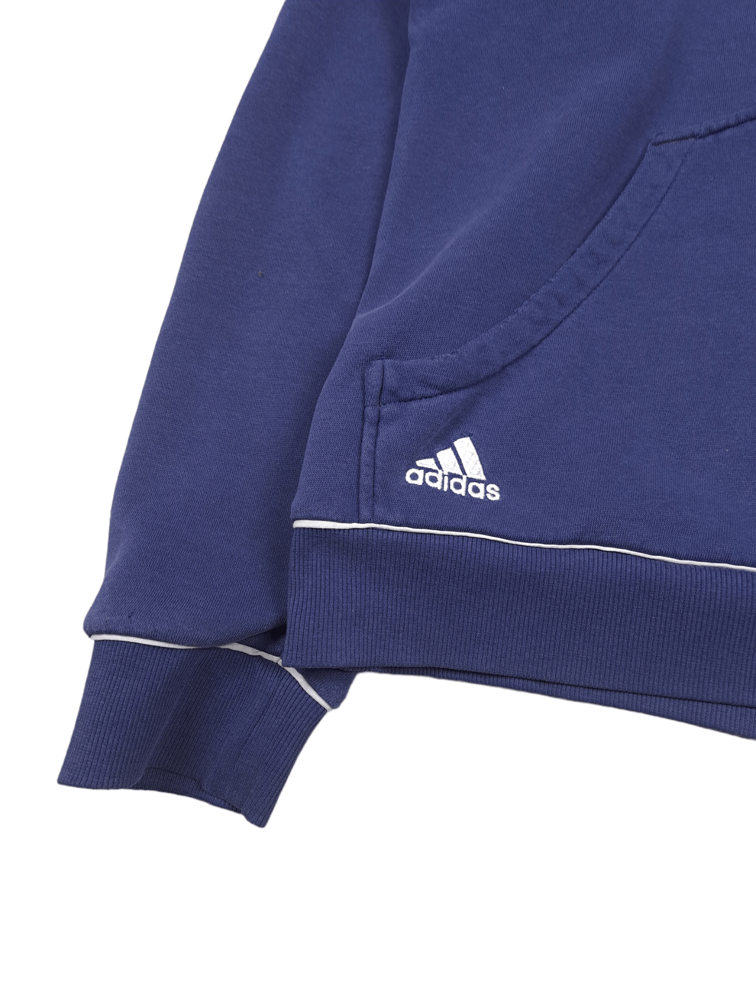 Adidas × Vintage Vintage 90s Adidas Logo Navy Hoodie Sweatshirt L Size US L / EU 52-54 / 3 - 3 Thumbnail