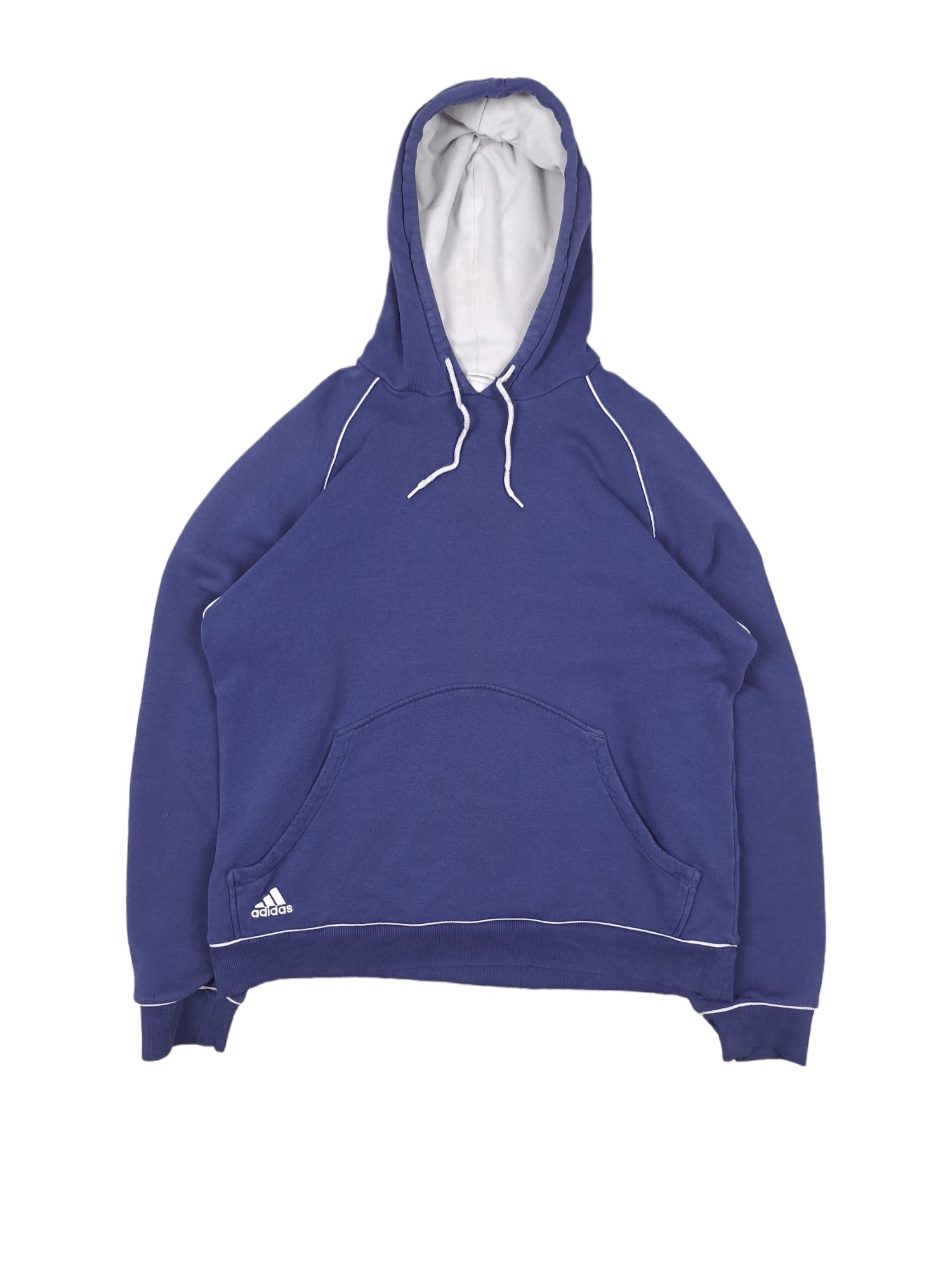 Adidas × Vintage Vintage 90s Adidas Logo Navy Hoodie Sweatshirt L Size US L / EU 52-54 / 3 - 1 Thumbnail