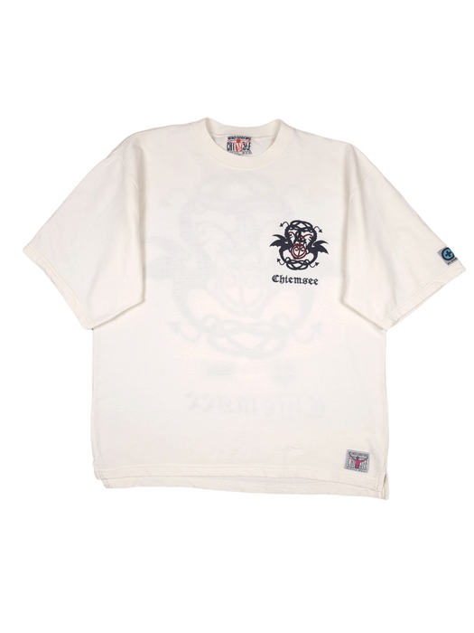 Vintage 90\'s Tribal Grailed Y2K Beige Cotton Tshirt Thick Vintage | Chiemsee