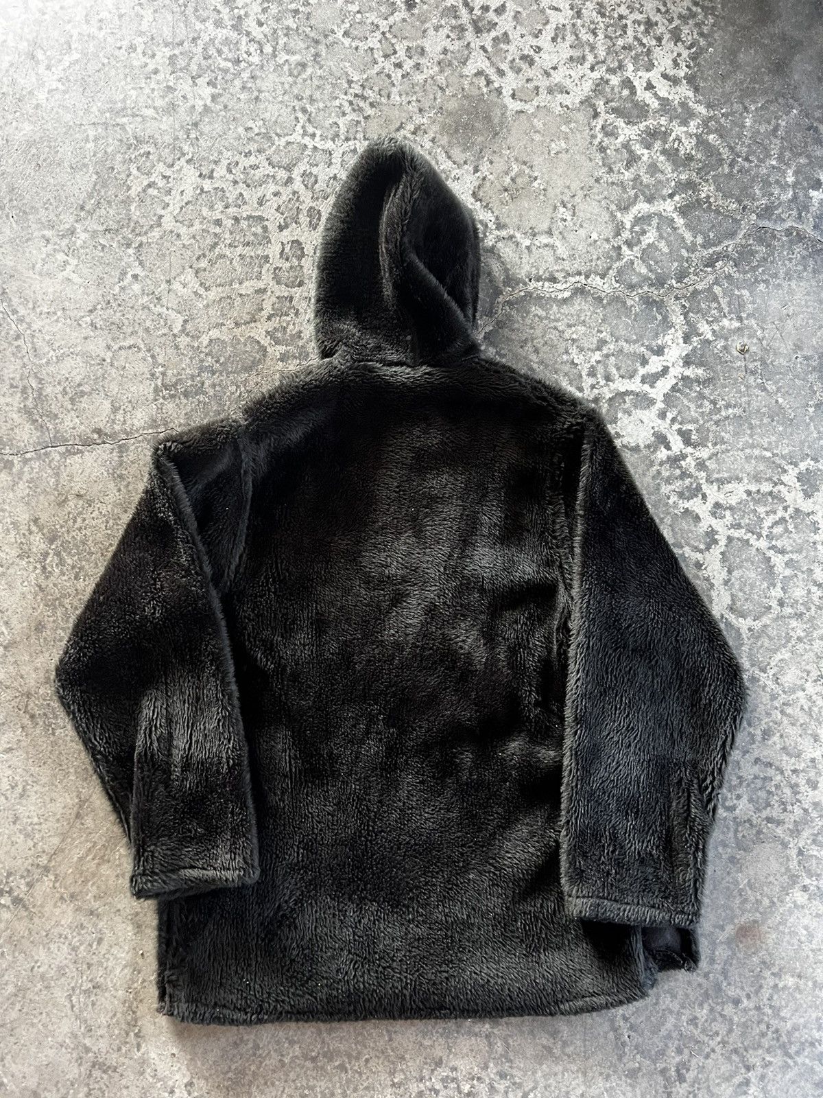M-L vintage 60s/70s light brown white quarter zip fur hoodie 