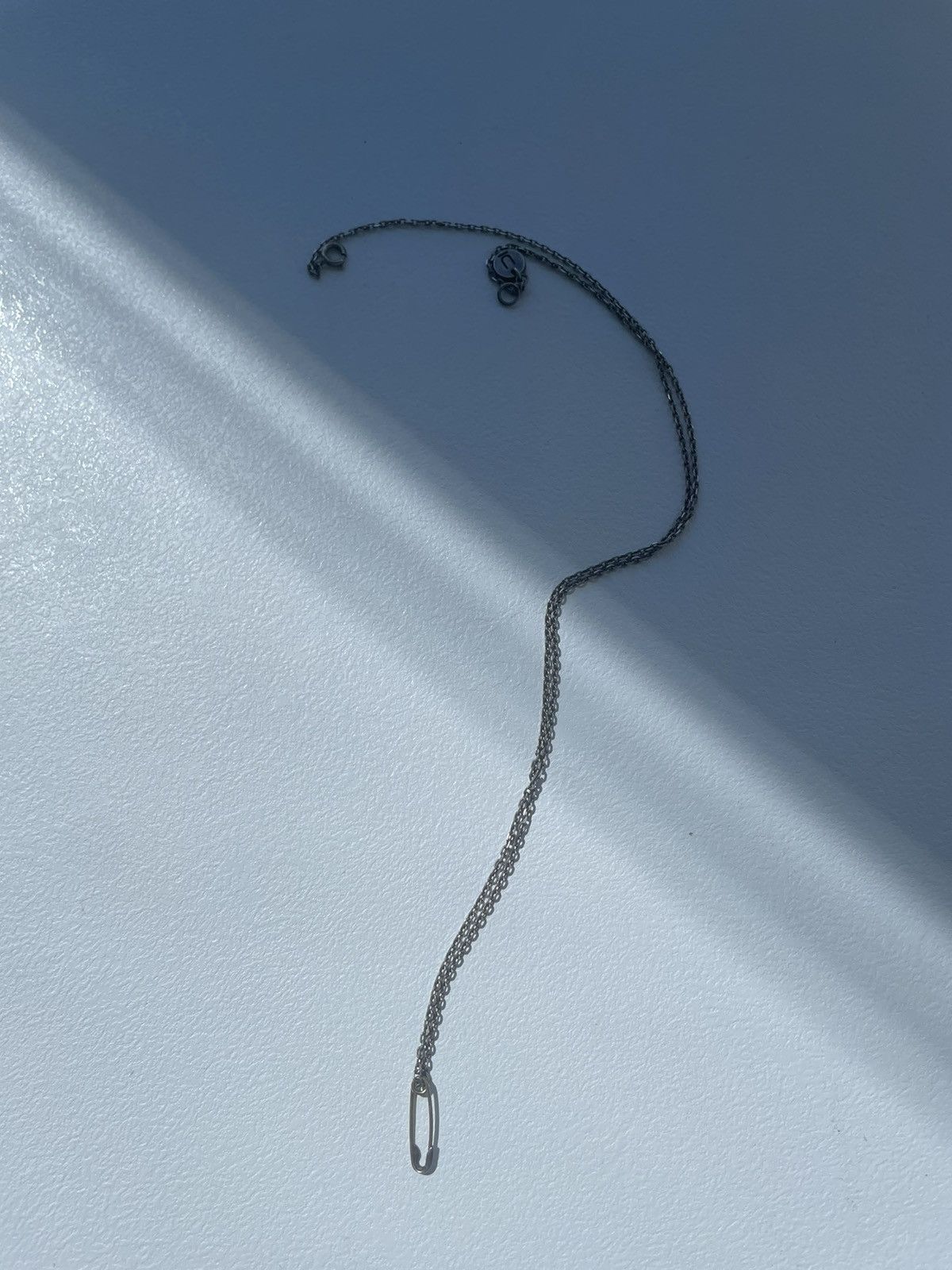 image of Undercover Silver Safety Pin Necklace, Men's