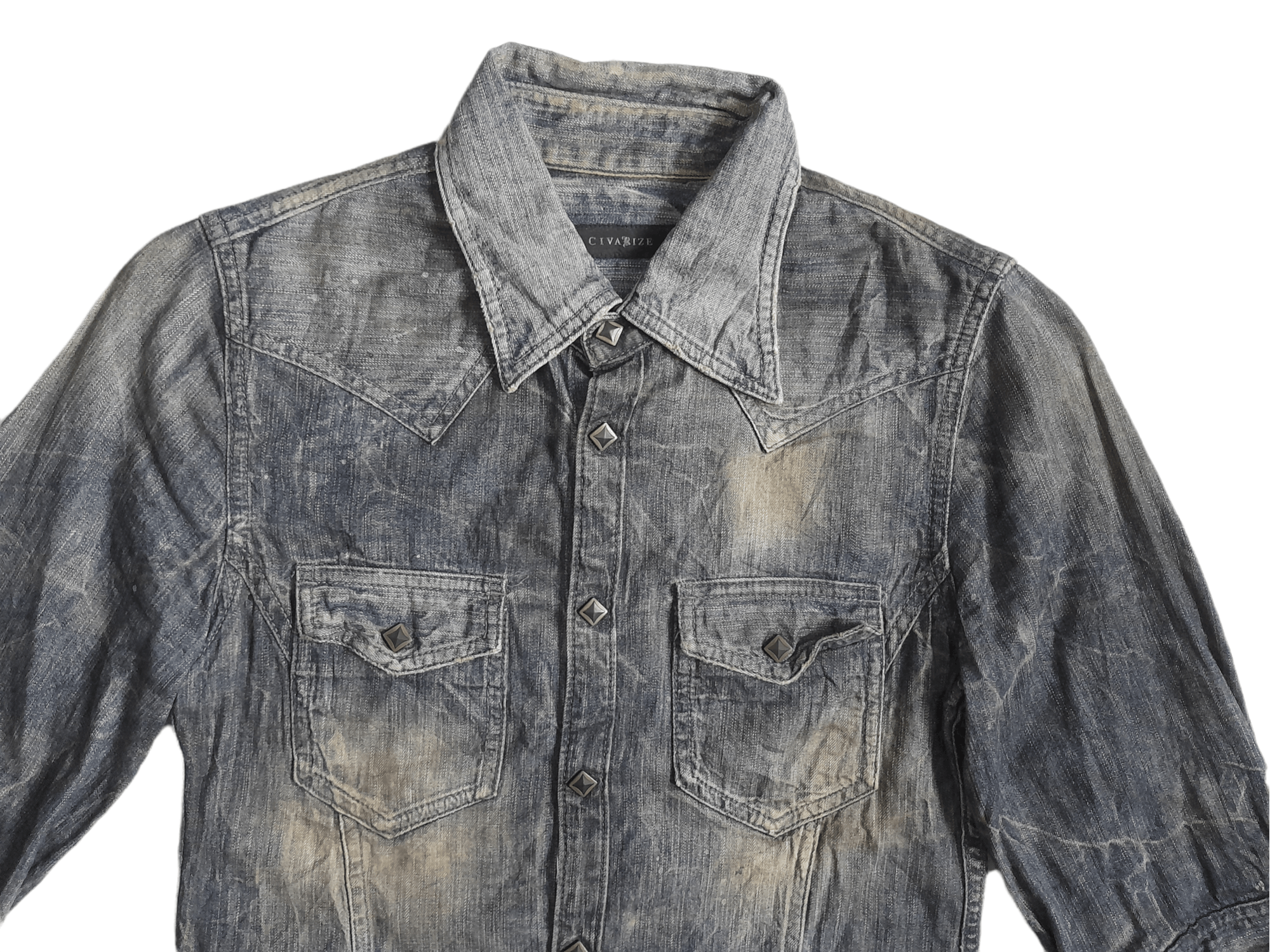 CIVARIZE Civarize Distressed Denim Shirt (E82) Size US S / EU 44-46 / 1 - 2 Thumbnail