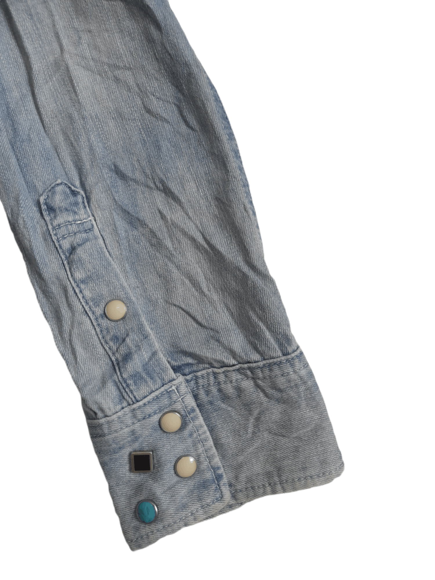 Japanese Brand Stooge Co. Distressed Denim Shirt (E87) Size US L / EU 52-54 / 3 - 3 Thumbnail
