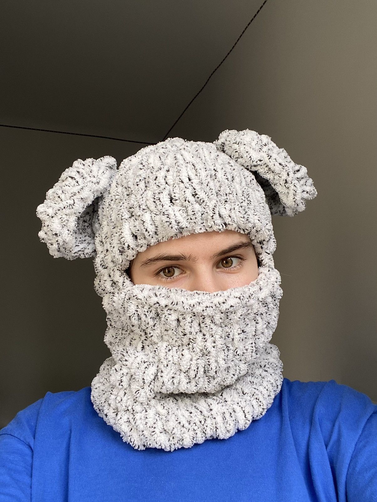 Handmade × Japanese Brand Handmade Knitted Balaclava Ski Mask Teddy Bear Style Size ONE SIZE - 1 Thumbnail
