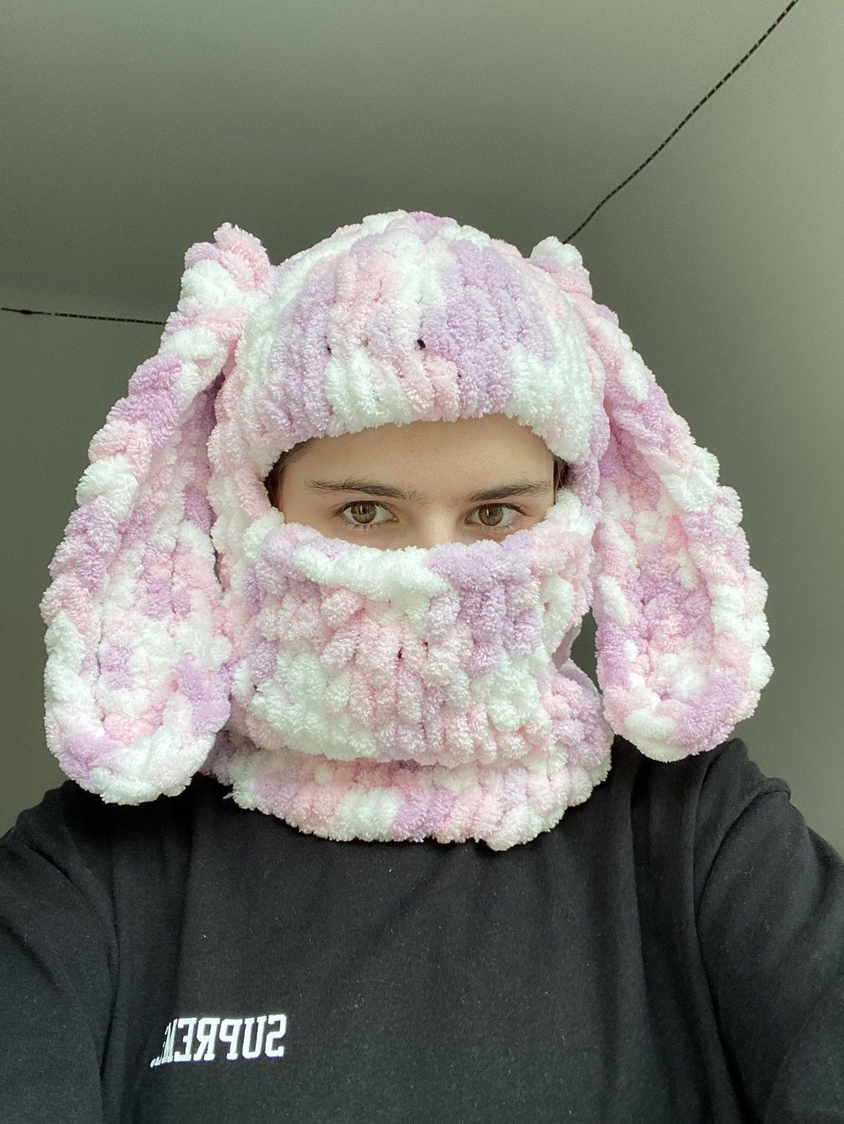 Other Handmade Knitted Balaclava Ski Mask Bunny Rabbit Style Size ONE SIZE - 1 Thumbnail