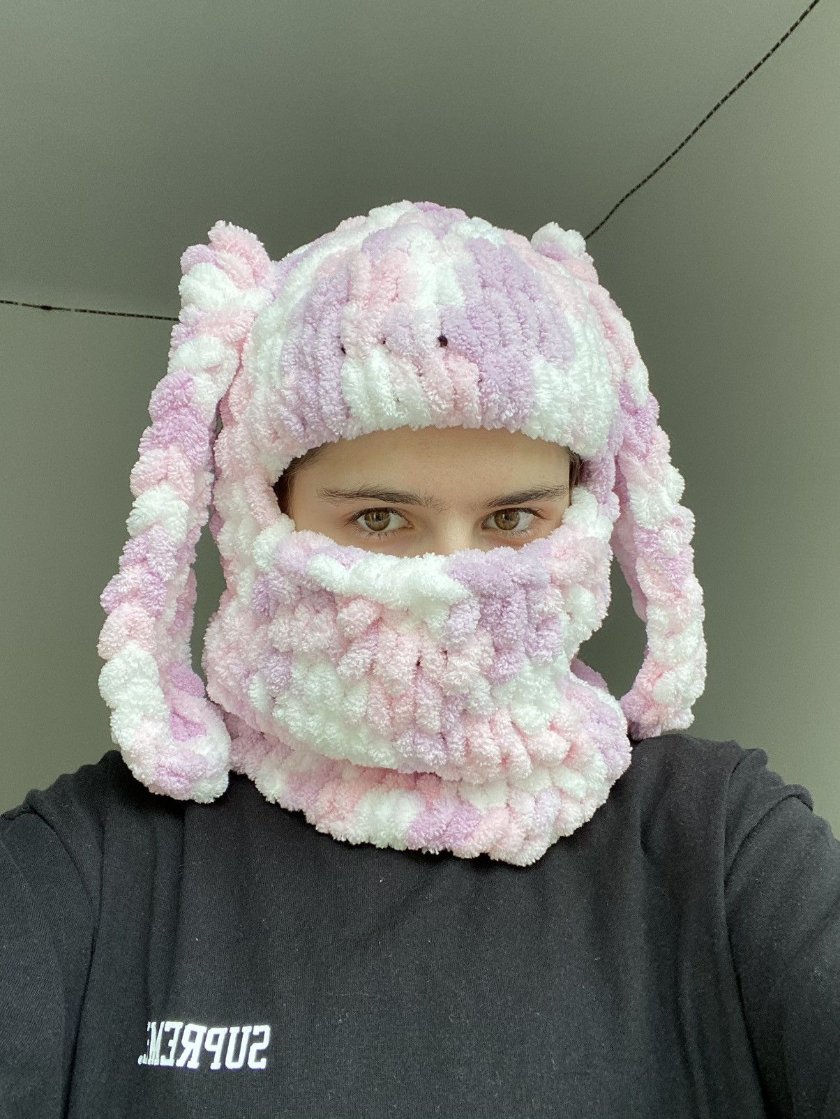 Other Handmade Knitted Balaclava Ski Mask Bunny Rabbit Style Size ONE SIZE - 2 Thumbnail